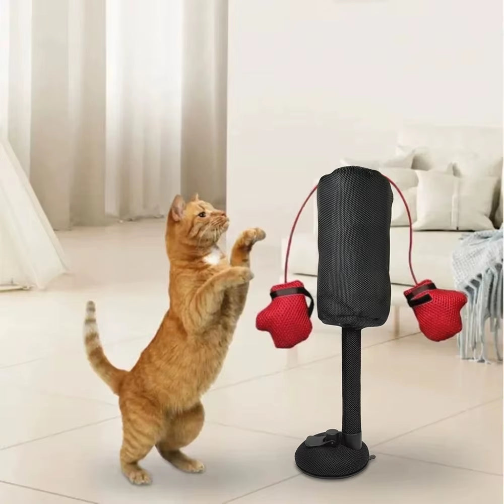 New Cat Punching Bag Toy with Suction Cup Boxing Gloves Indoor Use for Kittens Adult Cats Random Color Shipped Pet Supplies