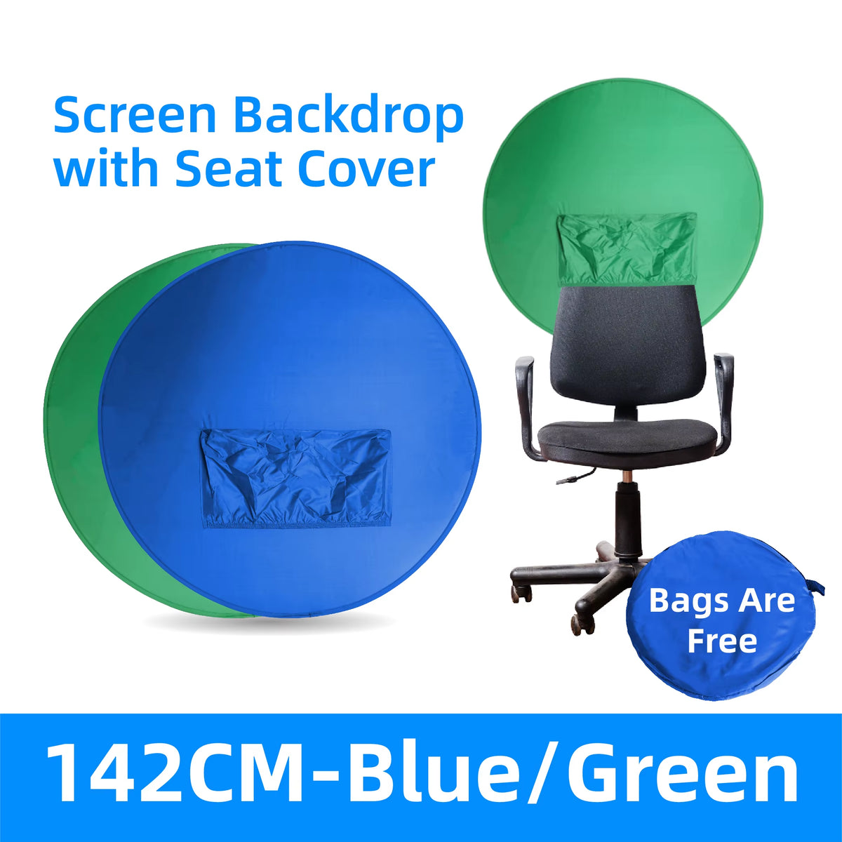 RF08 Game Live Chromakey 2In1 Photography Studio Chair Backrest Single-Double Sided Backdrop Background Cloth Green Blue Screen
