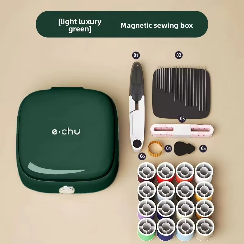1Set Mini Magnetic Sewing Kit Needle and Thread Kit Sewing Supplies and Accessories Matching Magnetic Needle and Thread Box