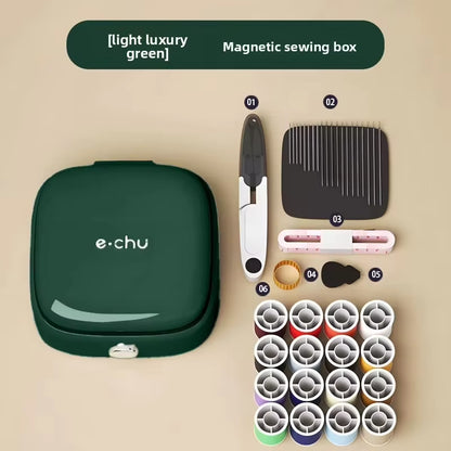 1Set Mini Magnetic Sewing Kit Needle and Thread Kit Sewing Supplies and Accessories Matching Magnetic Needle and Thread Box
