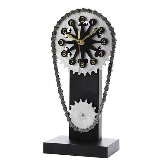 Vintage Rotating Gear Clock Ornament, Antique Style Desktop Clocks, Living Room Modern Table Decoration, Home Vintage Room Decor