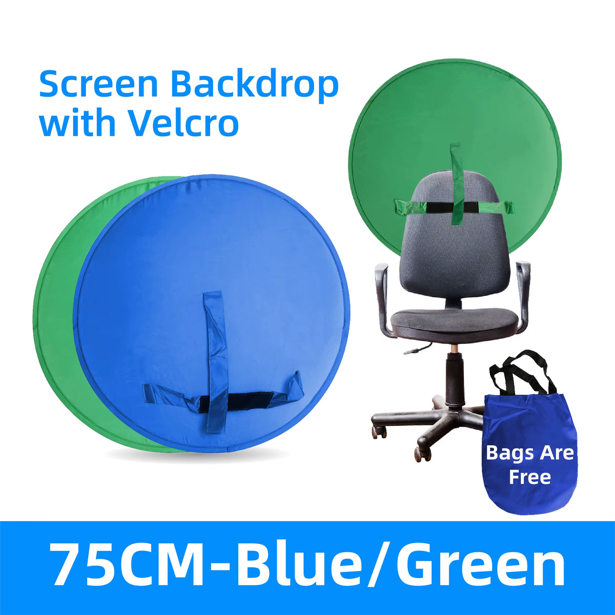 RF08 Game Live Chromakey 2In1 Photography Studio Chair Backrest Single-Double Sided Backdrop Background Cloth Green Blue Screen