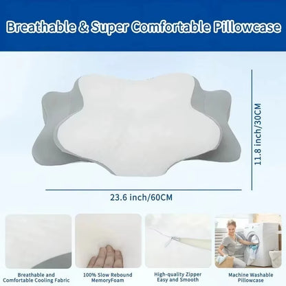 Butterfly Shaped Zero Pressure Memory Foam Pillow for Deep Sleep Neck Support Side Sleeper Pressure Relief Comforter