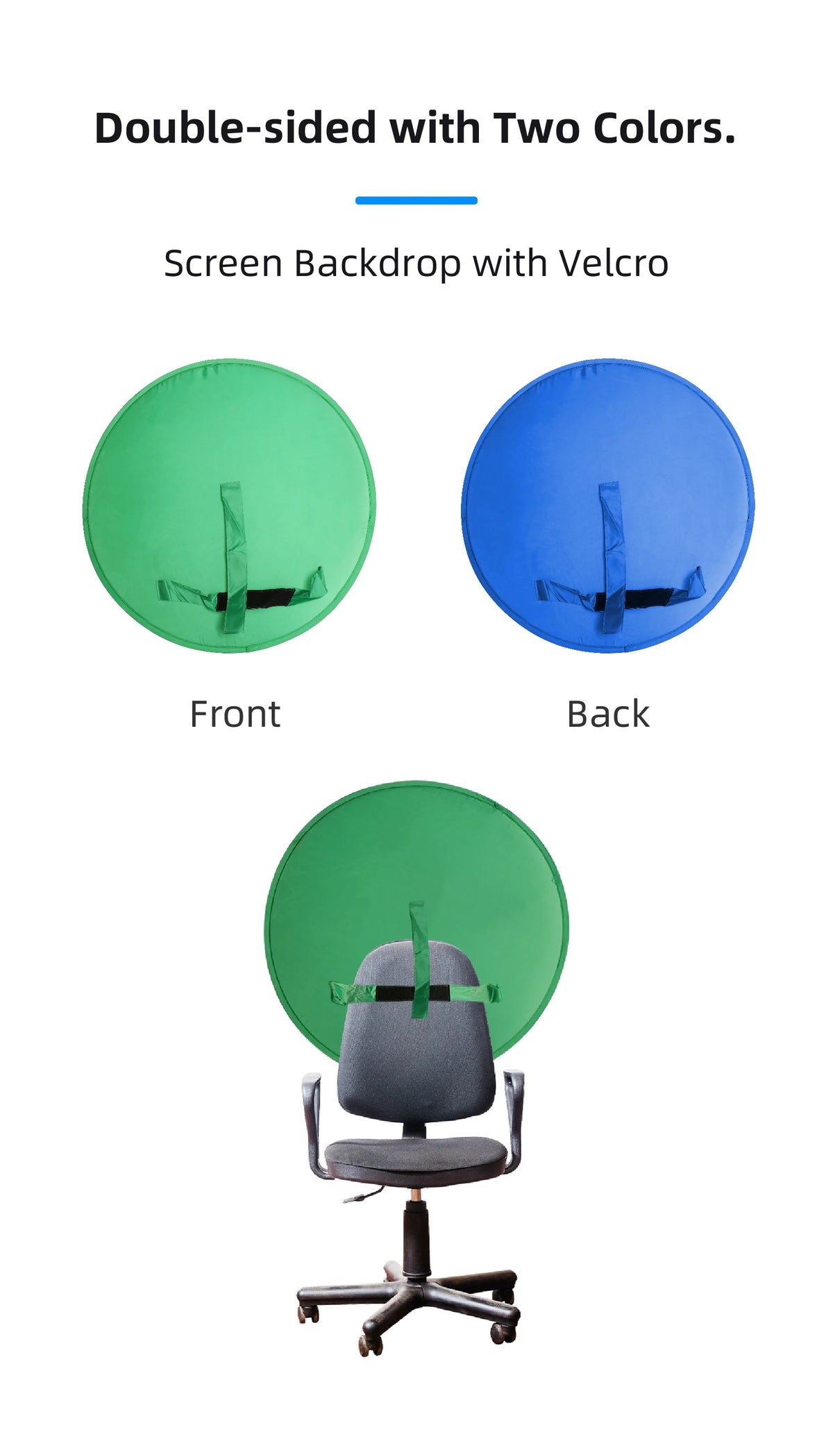 RF08 Game Live Chromakey 2In1 Photography Studio Chair Backrest Single-Double Sided Backdrop Background Cloth Green Blue Screen