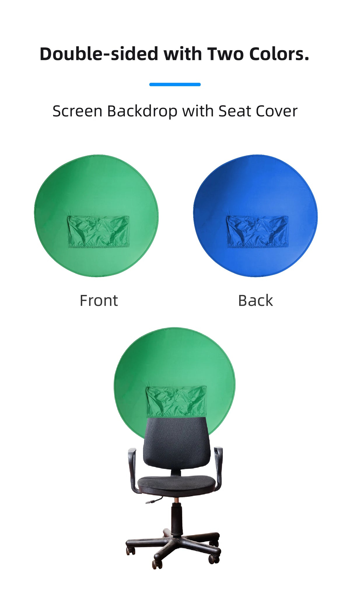 RF08 Game Live Chromakey 2In1 Photography Studio Chair Backrest Single-Double Sided Backdrop Background Cloth Green Blue Screen