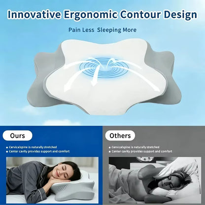 Butterfly Shaped Zero Pressure Memory Foam Pillow for Deep Sleep Neck Support Side Sleeper Pressure Relief Comforter