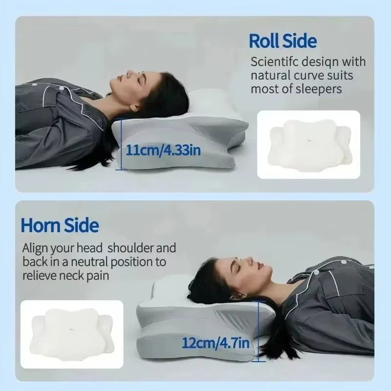 Butterfly Shaped Zero Pressure Memory Foam Pillow for Deep Sleep Neck Support Side Sleeper Pressure Relief Comforter